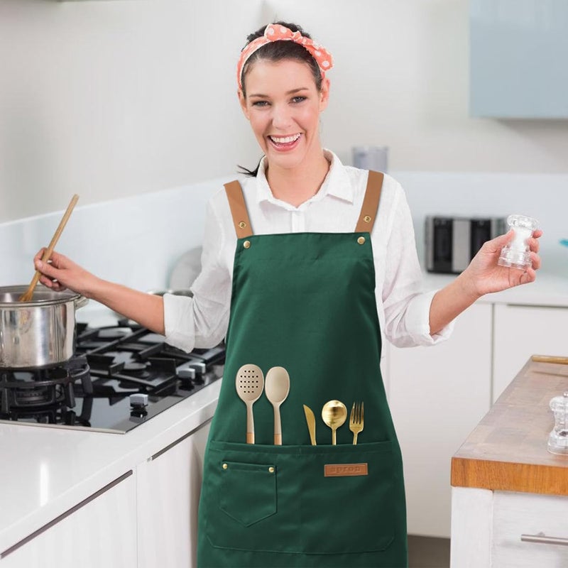 DILLMAN Art Aprons for Men Women Painting Pottery Baking, H Back Straps Waterdrop Kitchen Chef Cooking Apron with Pockets - Image 2